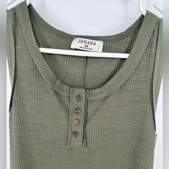 Green Ribbed Tank - Picture 2 of 3